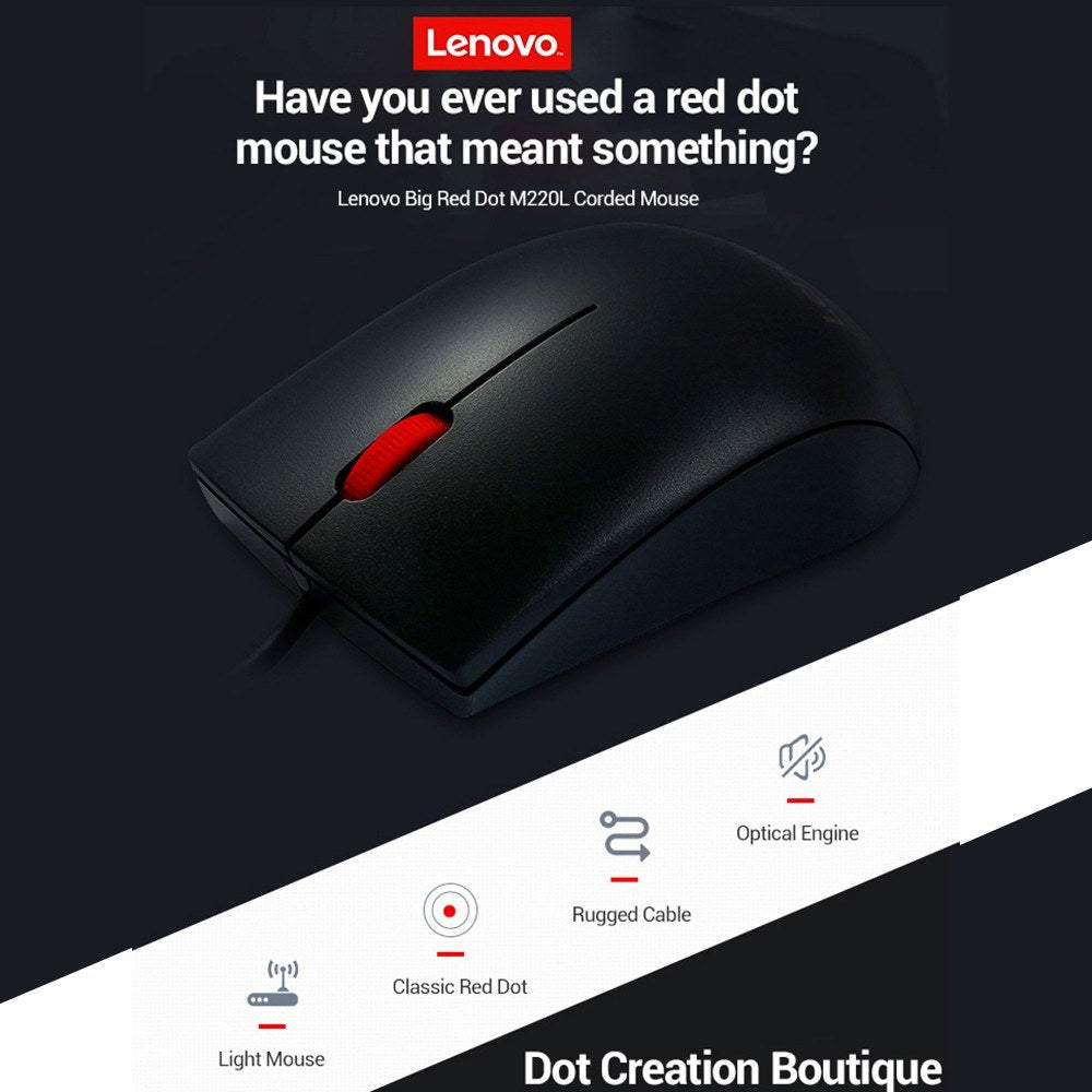 Lenovo M220L 1000DPI Precision Wired Mouse for Laptop & PC