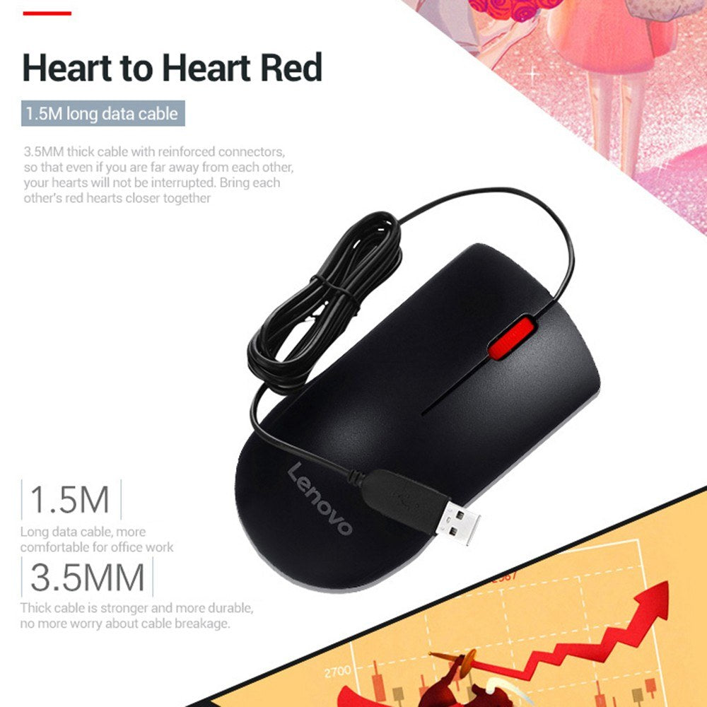 Lenovo M220L 1000DPI Precision Wired Mouse for Laptop & PC