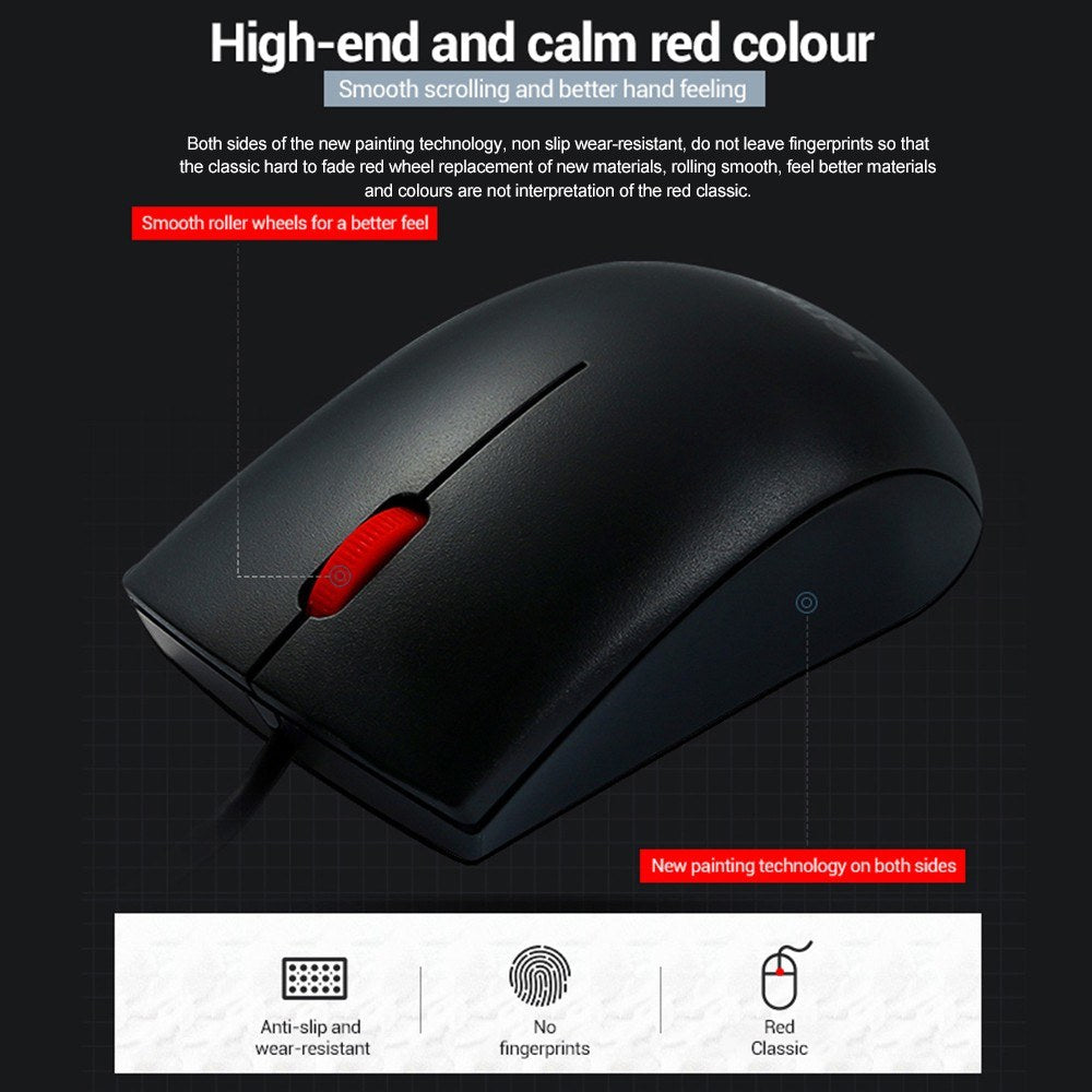 Lenovo M220L 1000DPI Precision Wired Mouse for Laptop & PC