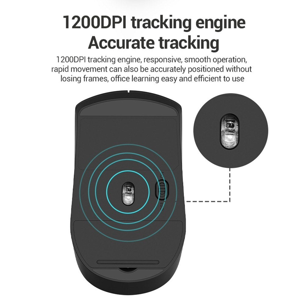 Lenovo M211 Wireless Mouse - Ergonomic 2.4G, 1200DPI for Laptop & PC