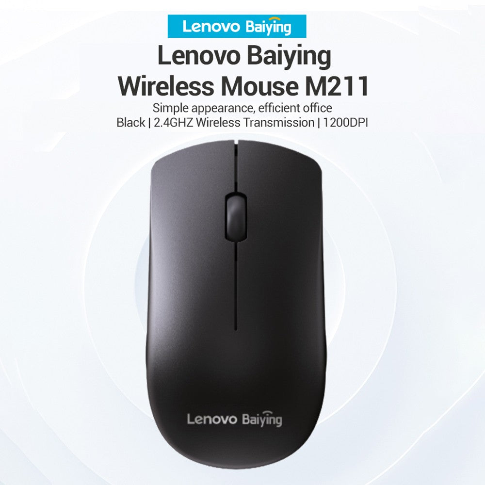 Lenovo M211 Wireless Mouse - Ergonomic 2.4G, 1200DPI for Laptop & PC