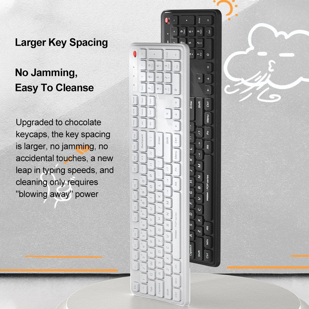 Wireless Keyboard and Mouse Combo by MIIIW: Full-Size 104-Keys with Adjustable Speeds & Silent Mouse