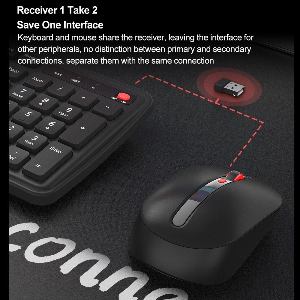 Wireless Keyboard and Mouse Combo by MIIIW: Full-Size 104-Keys with Adjustable Speeds & Silent Mouse