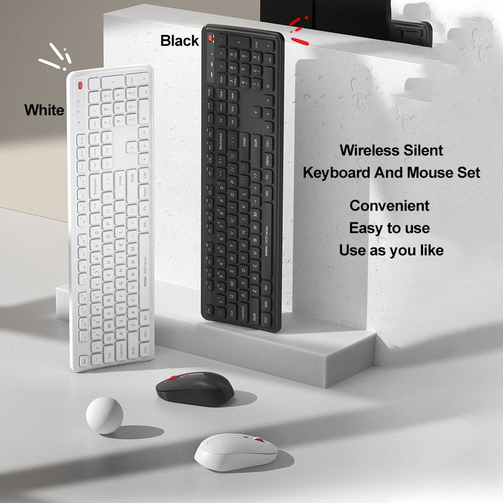 Wireless Keyboard and Mouse Combo by MIIIW: Full-Size 104-Keys with Adjustable Speeds & Silent Mouse