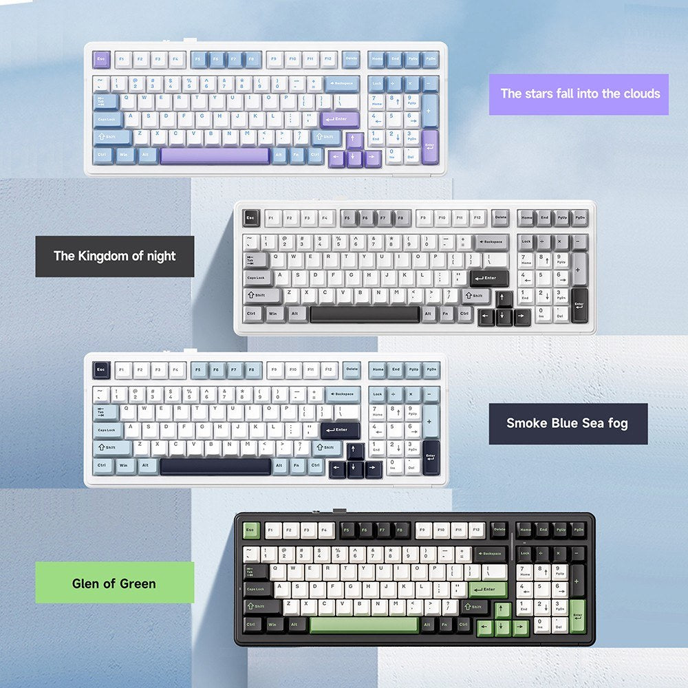 AULA F99 Wireless Mechanical Keyboard - Gasket Mount, Tri-Mode, 99-Key, Low-Delay Gaming with Light Effects
