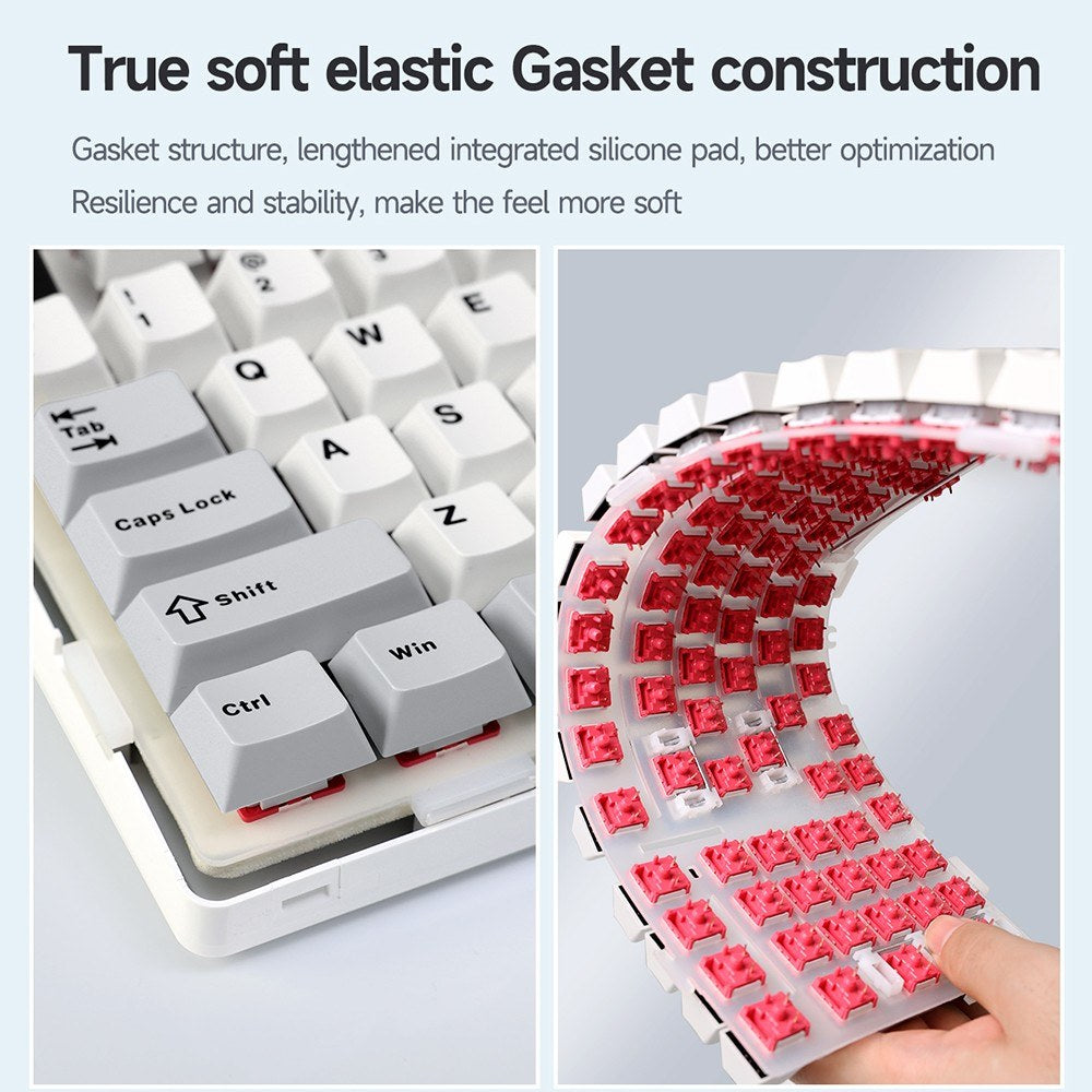 AULA F99 Wireless Mechanical Keyboard - Gasket Mount, Tri-Mode, 99-Key, Low-Delay Gaming with Light Effects