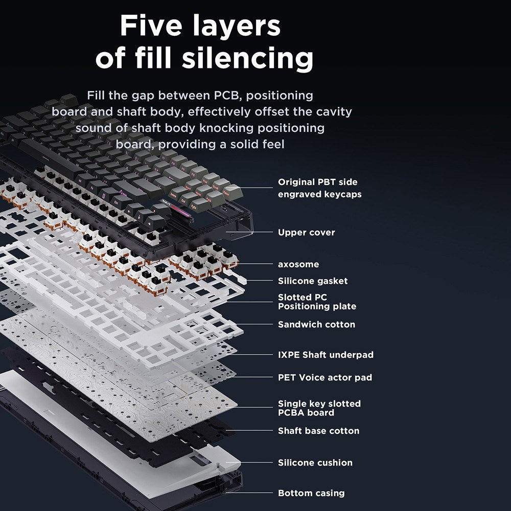 AULA F87 Wireless Mechanical Keyboard - Gasket Structure, Tri-Mode Connectivity, 87-Key Low-Delay Gaming with Light Effects
