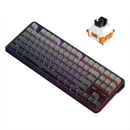 AULA F87 Wireless Mechanical Keyboard - Gasket Structure, Tri-Mode Connectivity, 87-Key Low-Delay Gaming with Light Effects