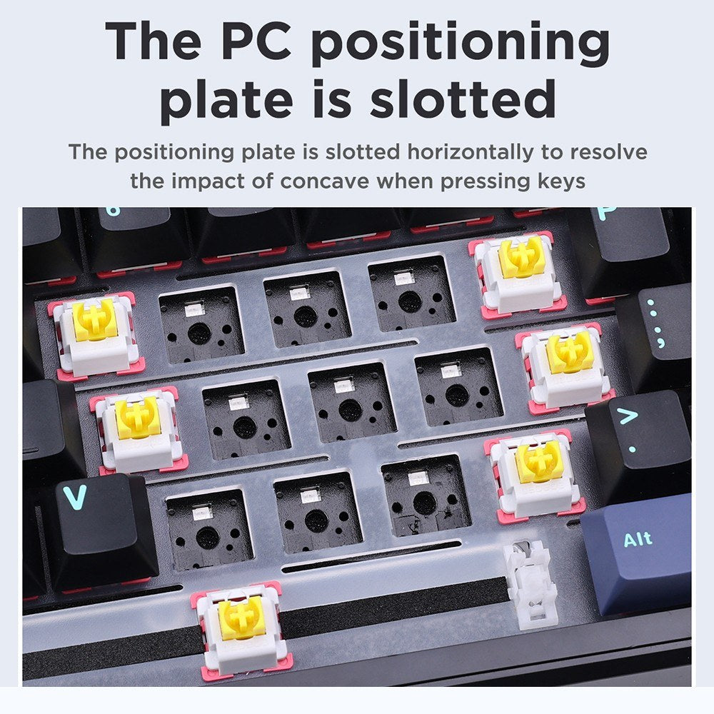 AULA F87 Wireless Mechanical Keyboard - Gasket Structure, Tri-Mode Connectivity, 87-Key Low-Delay Gaming with Light Effects