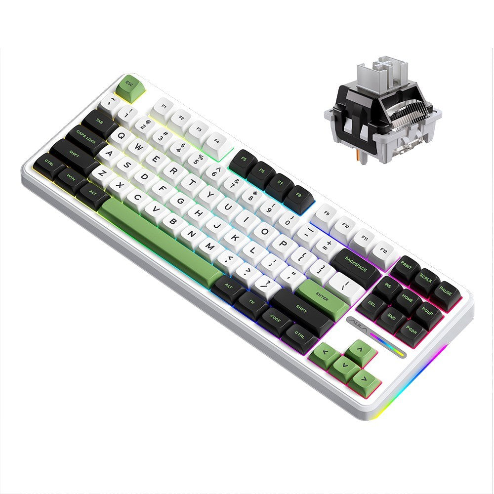 AULA F87 Wireless Mechanical Keyboard - Gasket Structure, Tri-Mode Connectivity, 87-Key Low-Delay Gaming with Light Effects