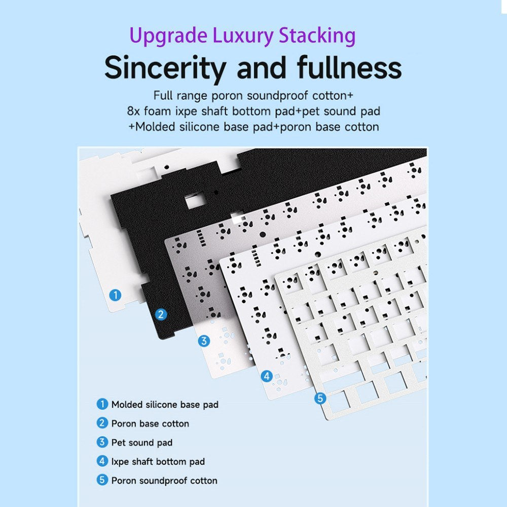AULA F75 Wireless Mechanical Keyboard - Gasket Structure, Tri-Mode, 80-Key Low-Delay Gaming with Light Effects