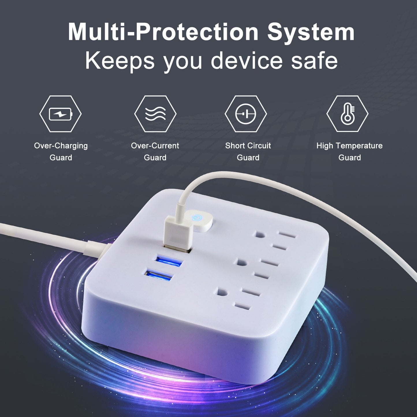 Slim Surge Protector Power Strip with 3 Outlets & 3 USB Ports, 3.9Ft Cord for Home, Office, Travel