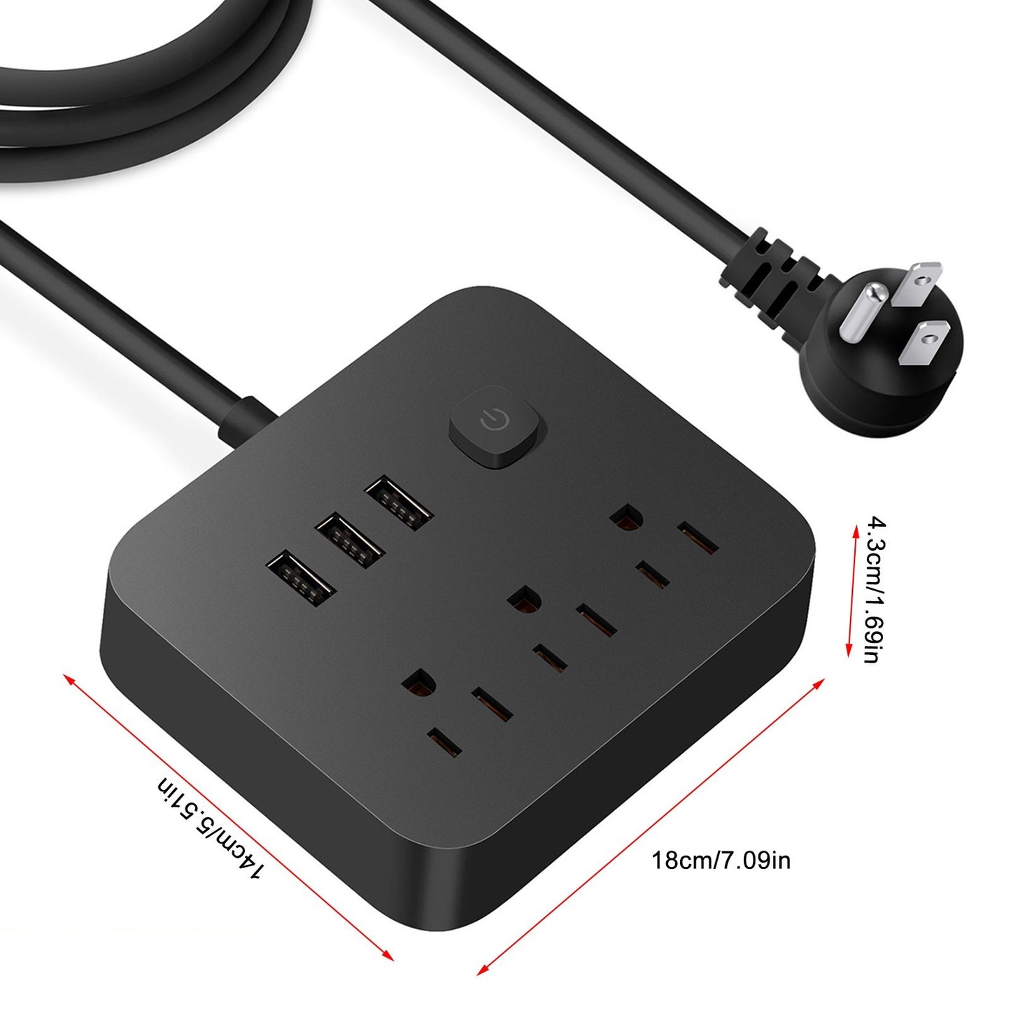 Slim Surge Protector Power Strip with 3 Outlets & 3 USB Ports, 3.9Ft Cord for Home, Office, Travel