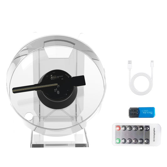 DF-11 LED 3D Hologram Fan - Portable 11cm Holographic Projector with Built-in Speaker & Transparent Display