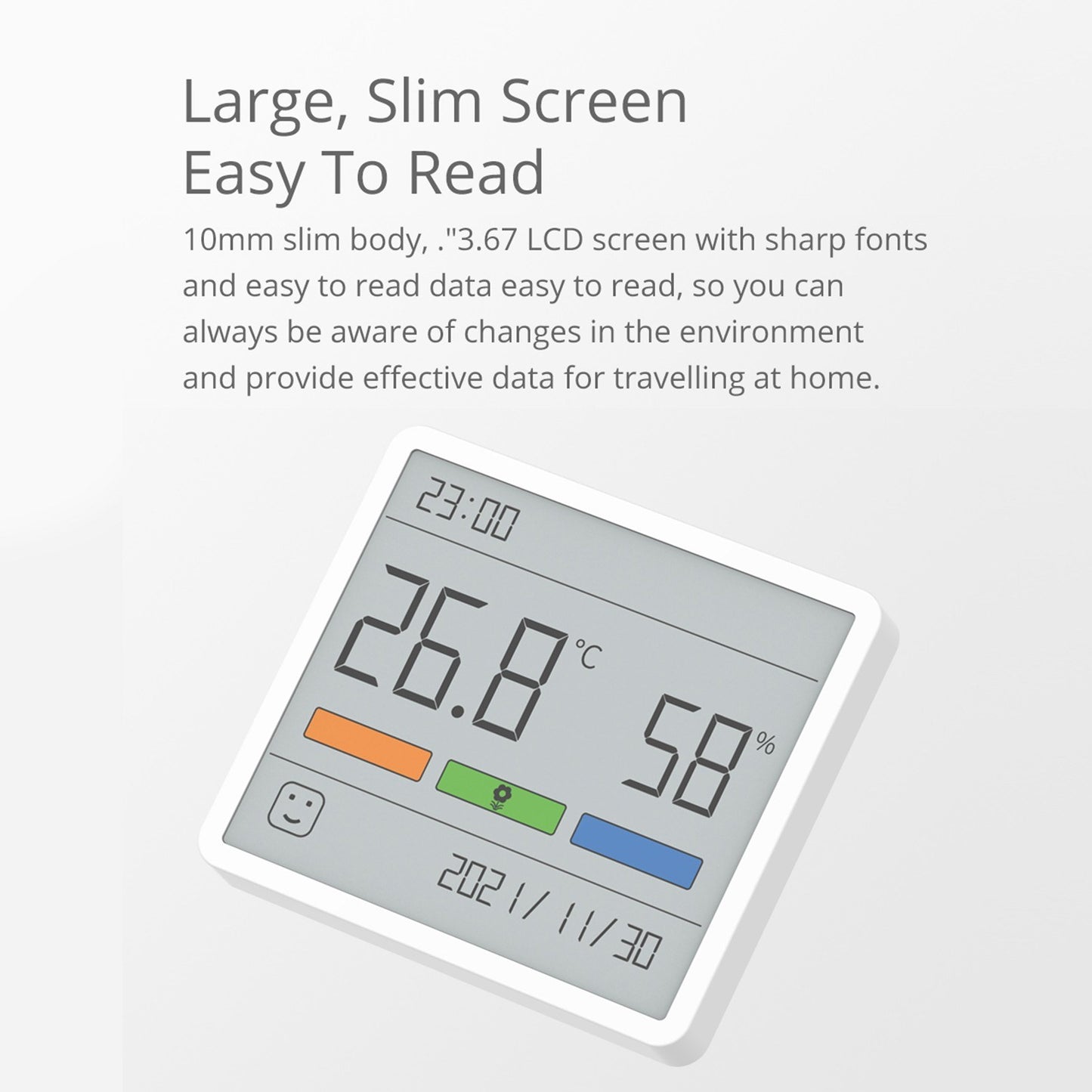 ATuMan TH1 LCD Indoor Hygrometer: Temperature Humidity Monitor with Clock