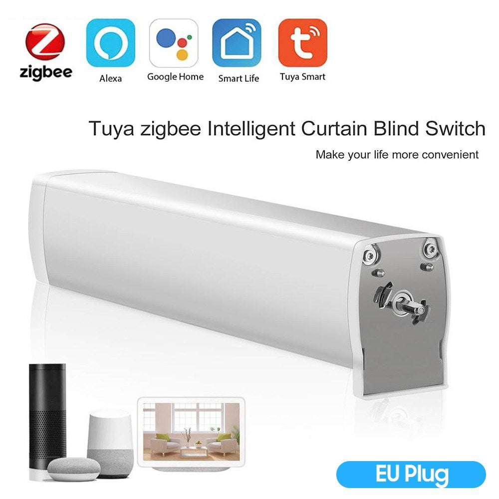 Smart Zigbee Electric Curtain Motor with Tuya WiFi App, Voice & Remote Control, Smart Timing