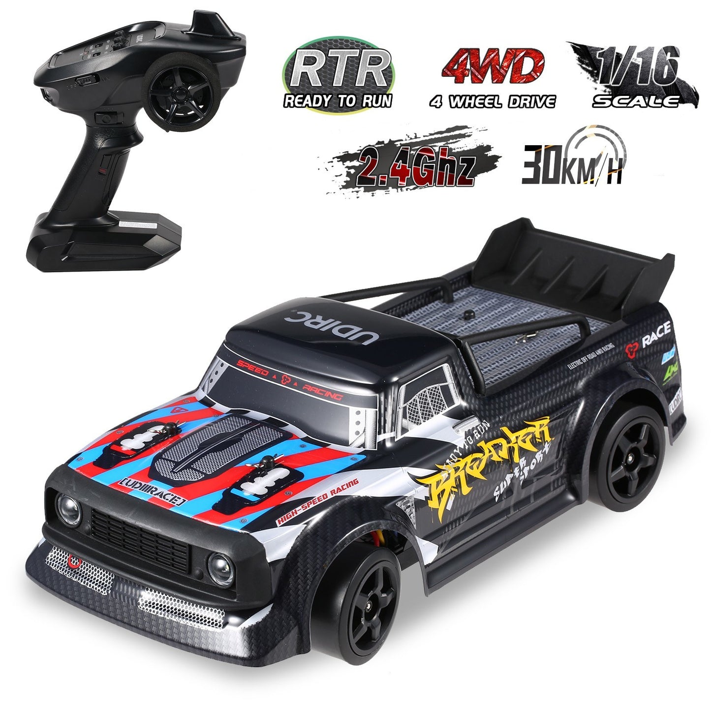 UdiRC UD1601 1/16 RC Drift Car - 4WD, 30km/h High-Speed RTR with Electronic Stability System