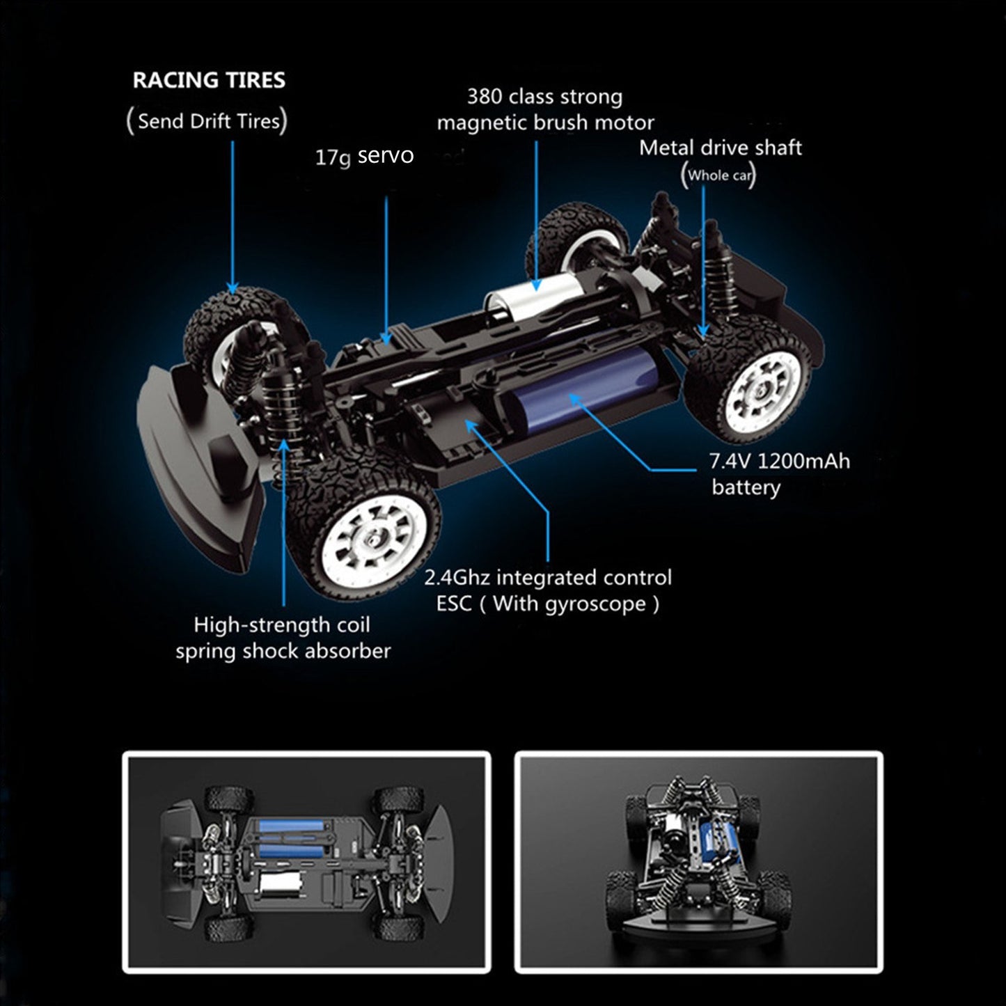UdiRC UD1601 1/16 RC Drift Car - 4WD, 30km/h High-Speed RTR with Electronic Stability System
