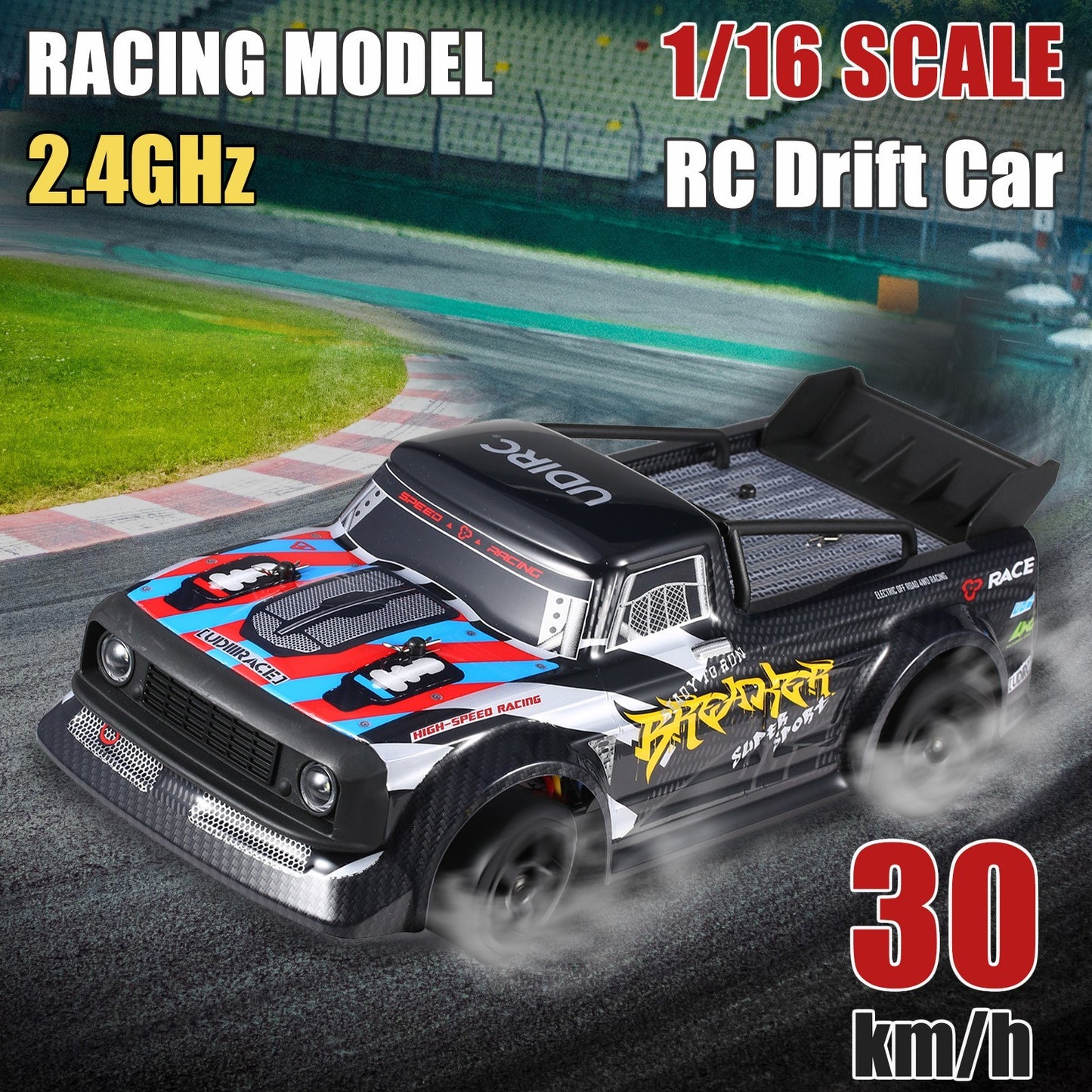 UdiRC UD1601 1/16 RC Drift Car - 4WD, 30km/h High-Speed RTR with Electronic Stability System