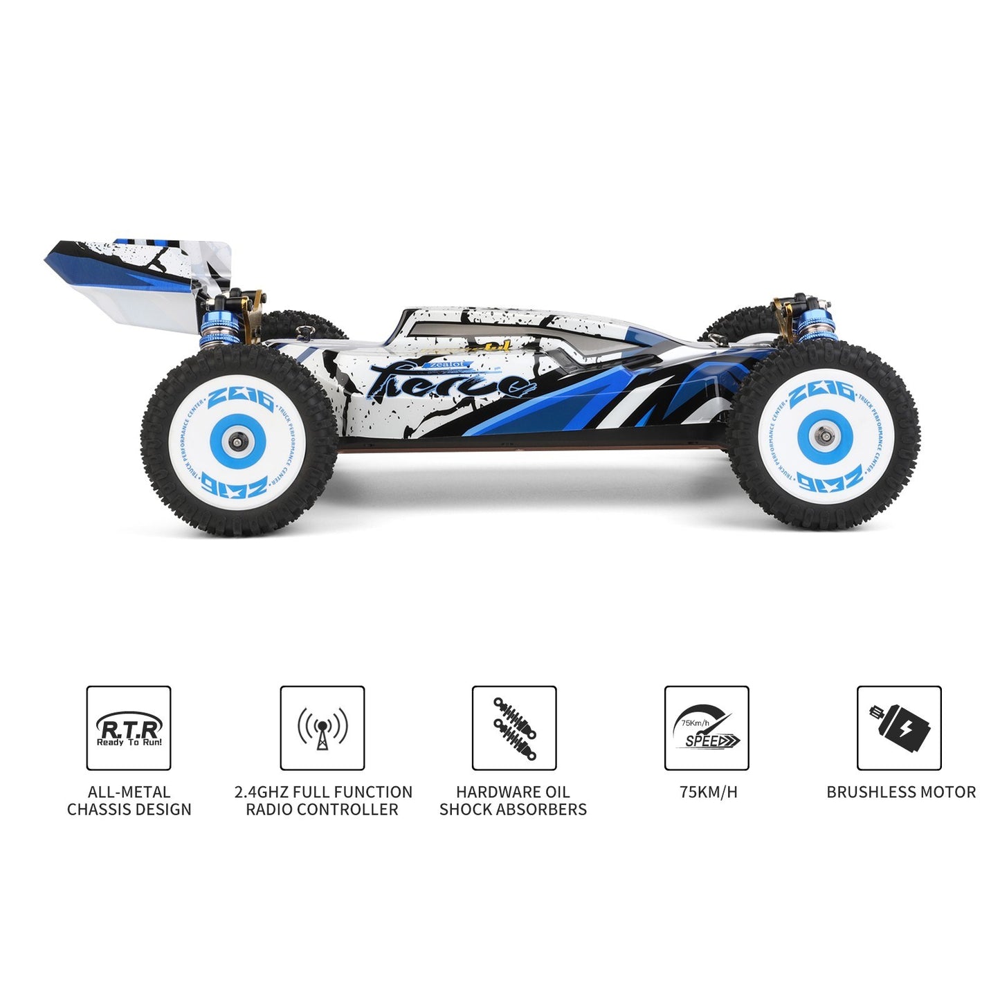 WLtoys 124017 1/12 High Speed 4WD RC Crawler, 75km/h Off-Road Racing Car with Metal Chassis, 2.4GHz RTR