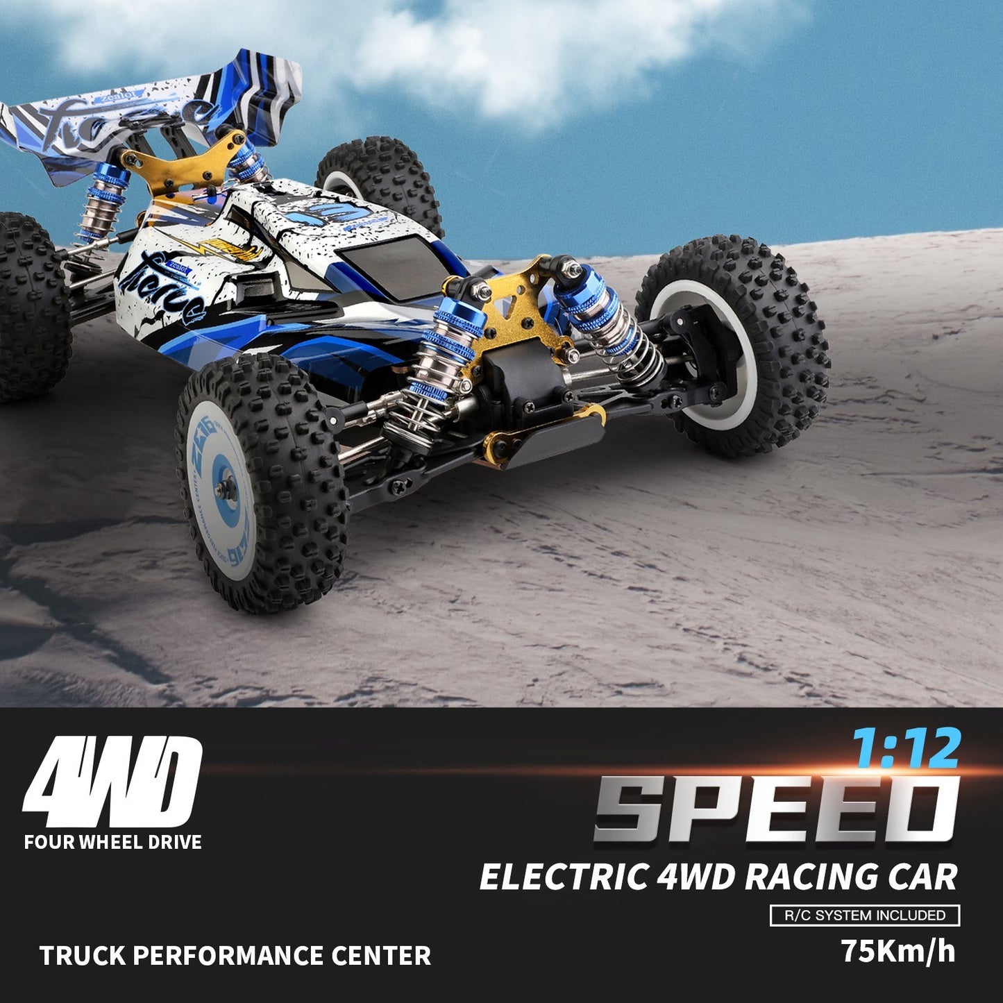 WLtoys 124017 1/12 High Speed 4WD RC Crawler, 75km/h Off-Road Racing Car with Metal Chassis, 2.4GHz RTR