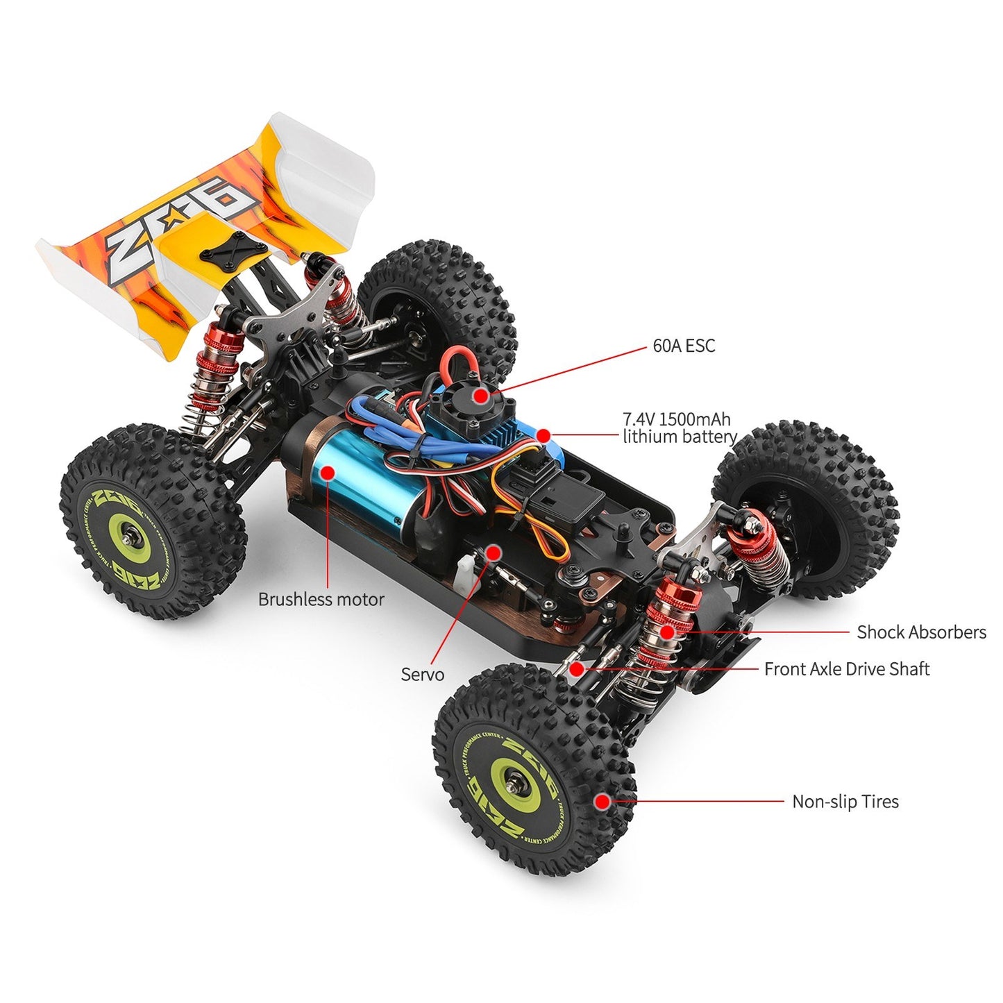 WLtoys XKS 144010 1/14 4WD High-Speed 75km/h Off-Road Racing Car RTR with Metal Chassis