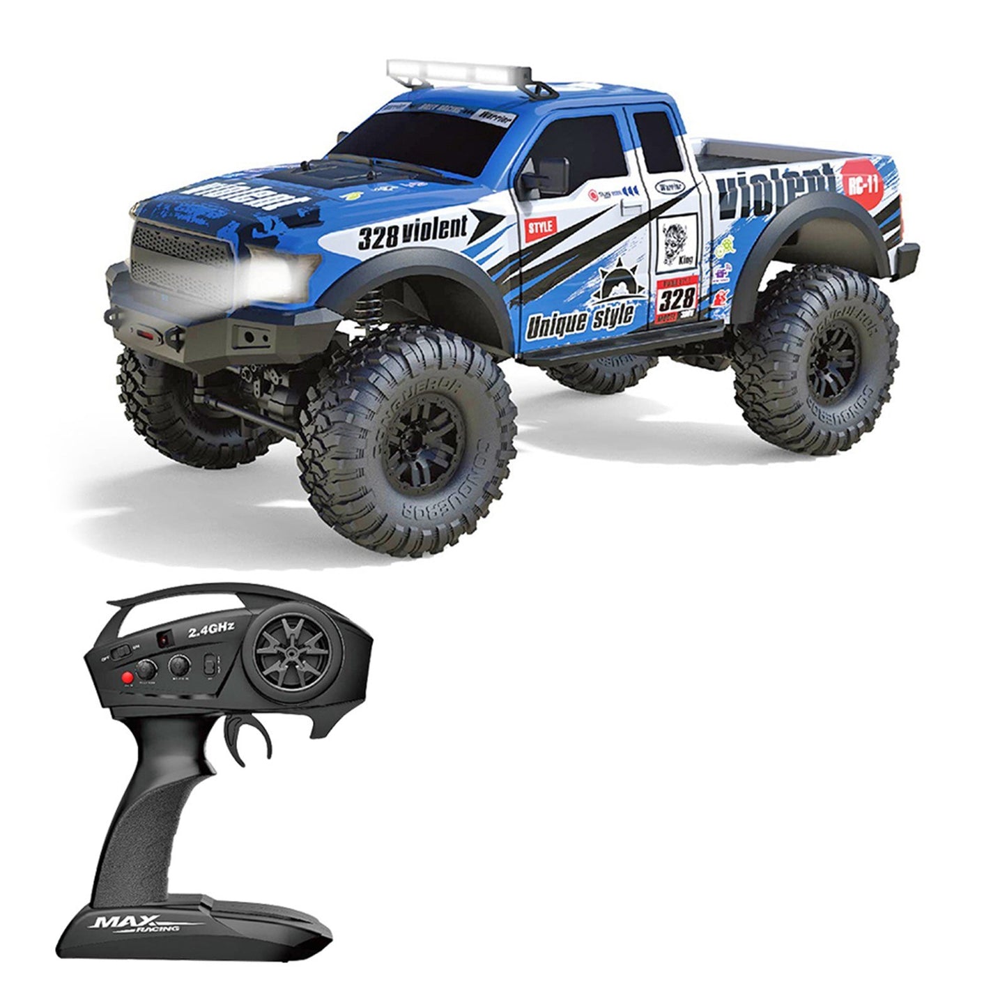 1/10 4WD 2.4GHz RC Off-Road Truck - Remote Control Climbing Car RTR Toy, 15km/h