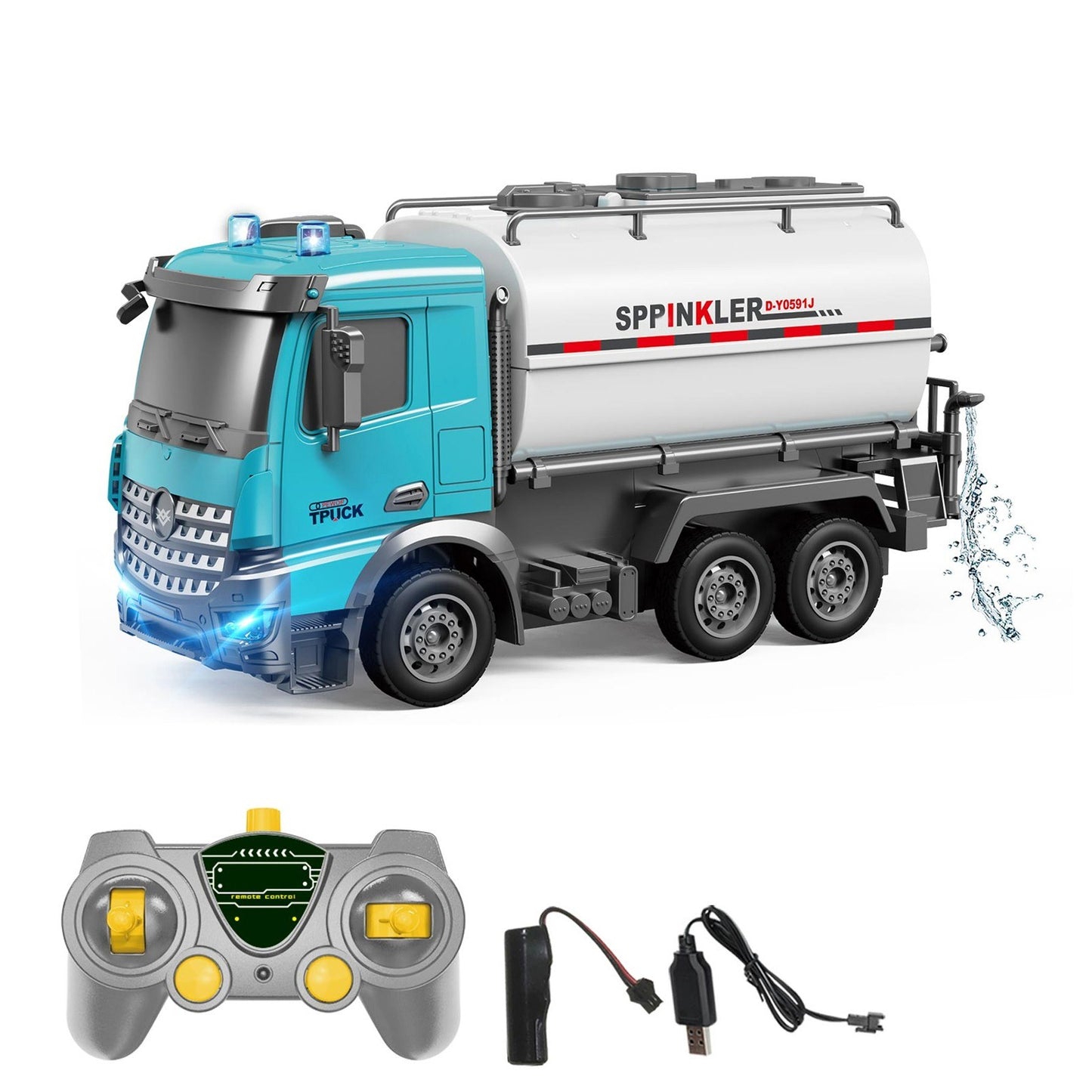 1/14 Remote Control Electric Crane Truck Toy with Lights & Music, One-Key Demo & Lifting Arm