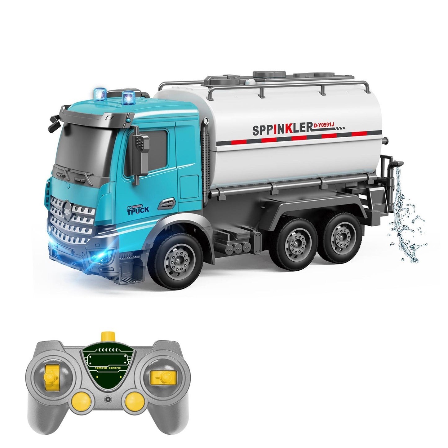 1/14 Remote Control Electric Crane Truck Toy with Lights & Music, One-Key Demo & Lifting Arm