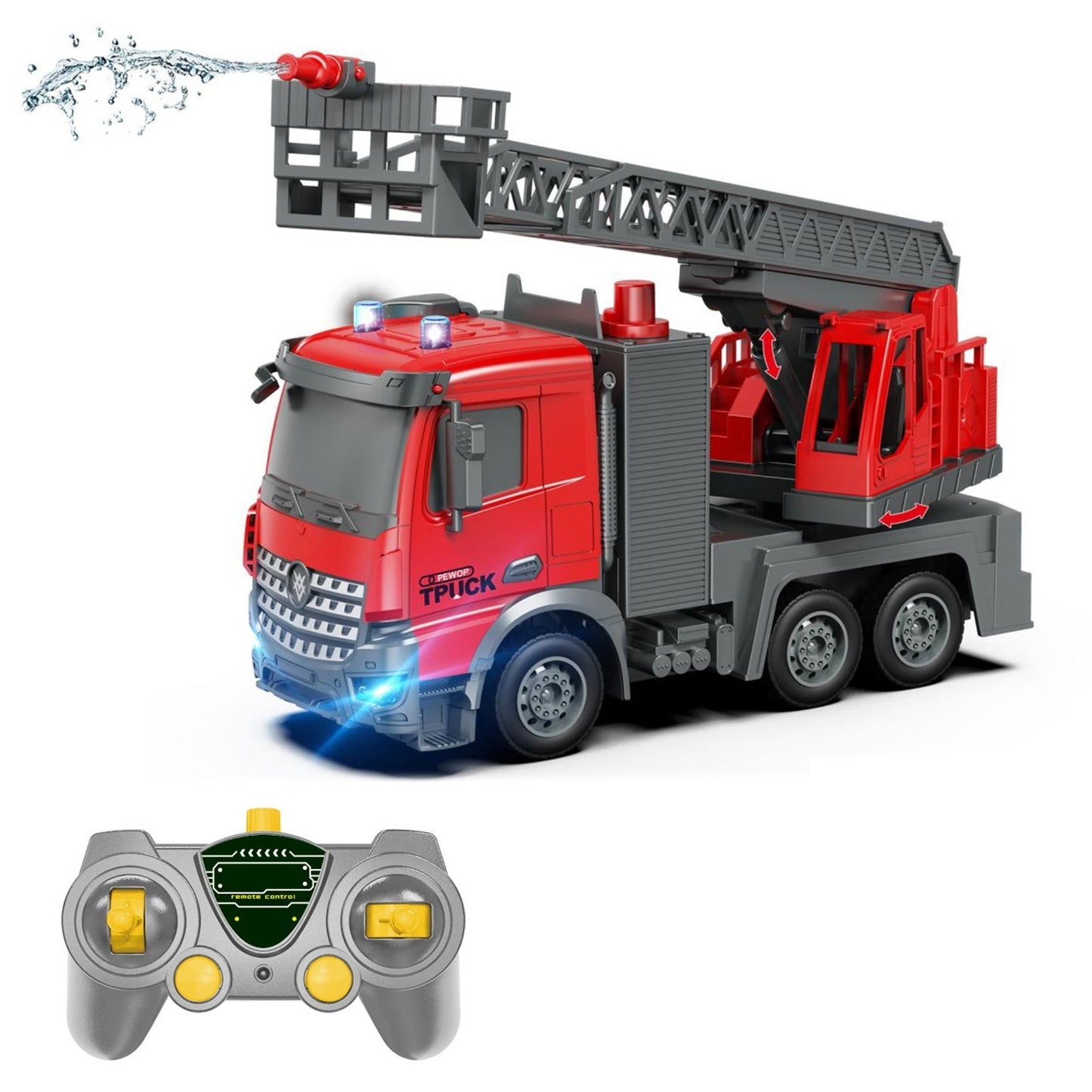 1/14 Remote Control Electric Crane Truck Toy with Lights & Music, One-Key Demo & Lifting Arm