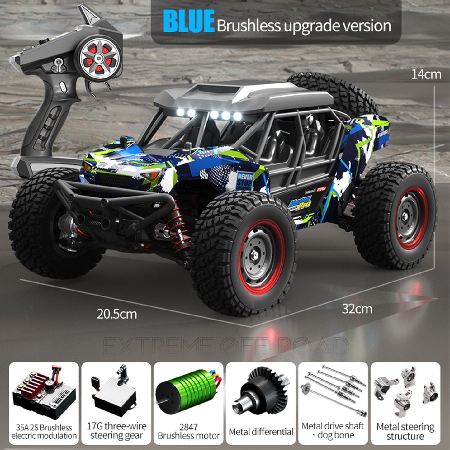 1/16 Brushless 4WD RC Truck: High Speed 70km/h Off-Road Vehicle - 2.4GHz Remote Control