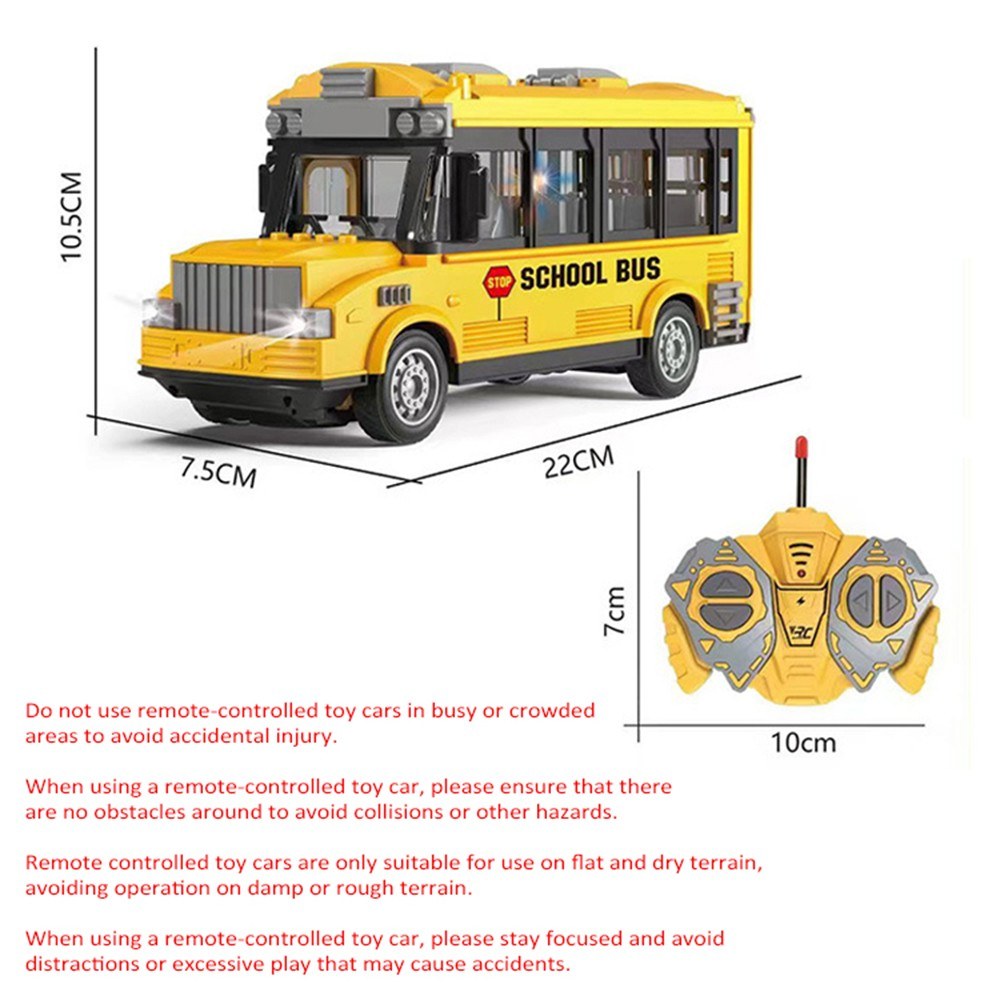 1/30 4CH Remote Control School Bus Toy with Lights, Music & Openable Doors