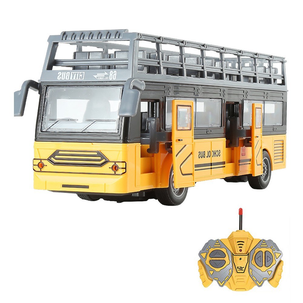 1/30 4CH Remote Control School Bus Toy with Lights, Music & Openable Doors