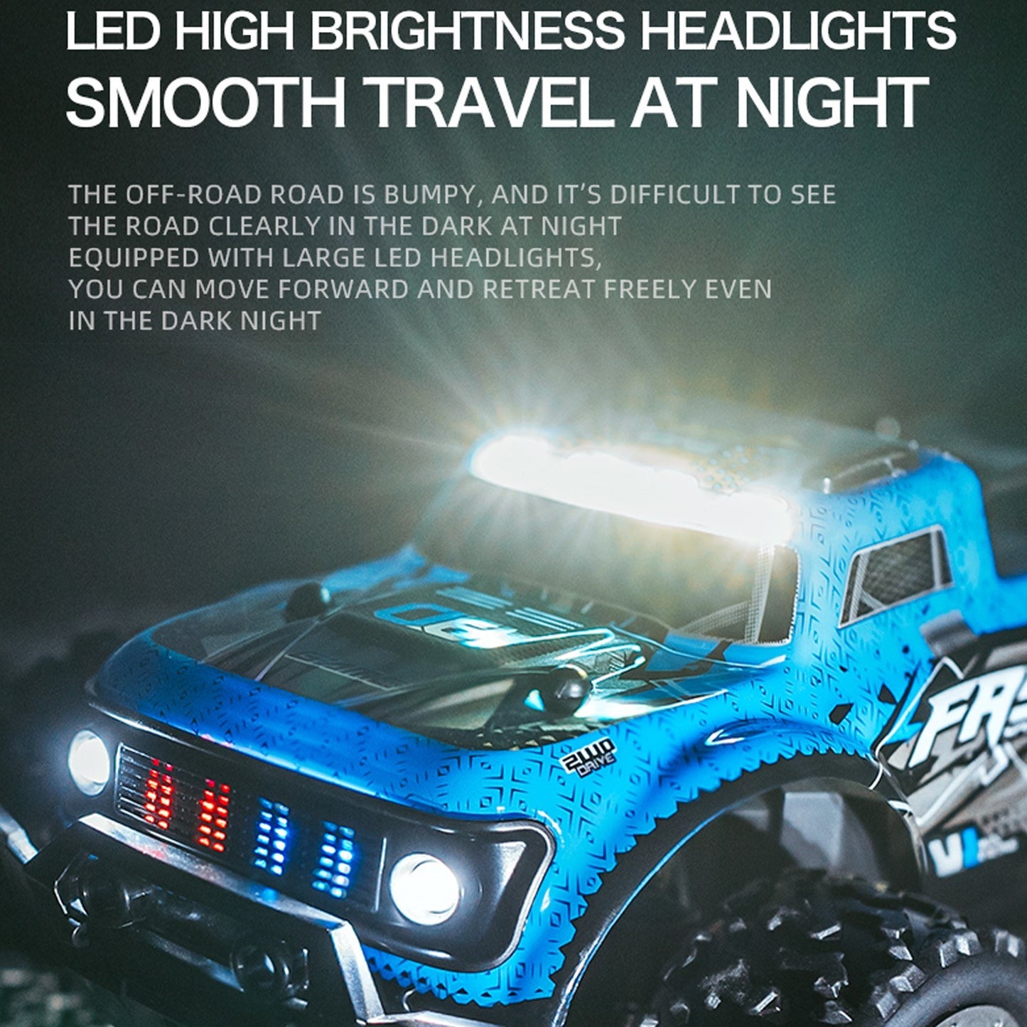 1/20 Scale 2.4GHz High-Speed 25KM/H RC Off-Road Truck with LED Lights