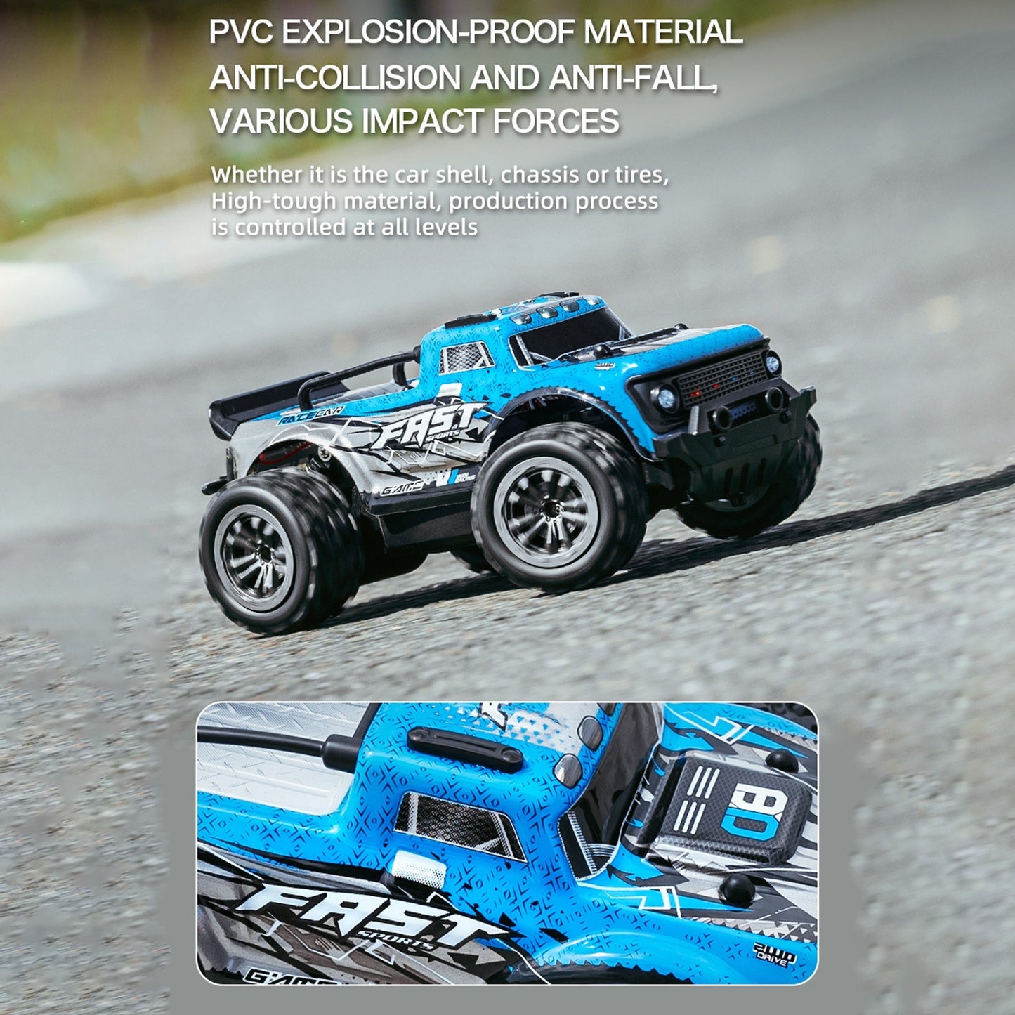 1/20 Scale 2.4GHz High-Speed 25KM/H RC Off-Road Truck with LED Lights