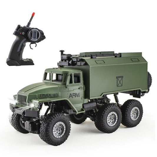 1/16 6WD Remote Control Military Command Truck with LED Lights - Off-Road Vehicle