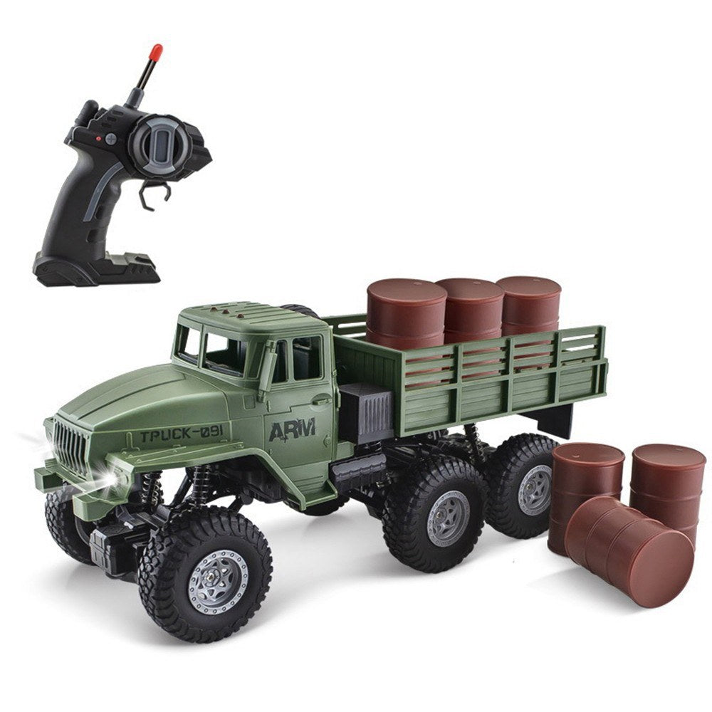 1/16 6WD Remote Control Military Command Truck with LED Lights - Off-Road Vehicle