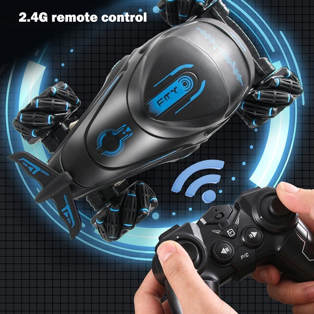 2.4GHz 360° Rotating RC Car Toy with Lights, Sound & 4WD Spray