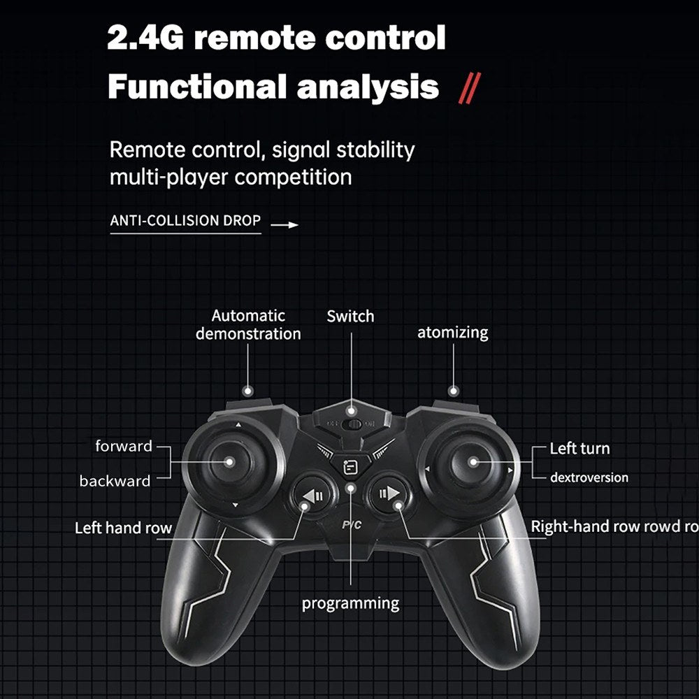 2.4GHz 360° Rotating RC Car Toy with Lights, Sound & 4WD Spray