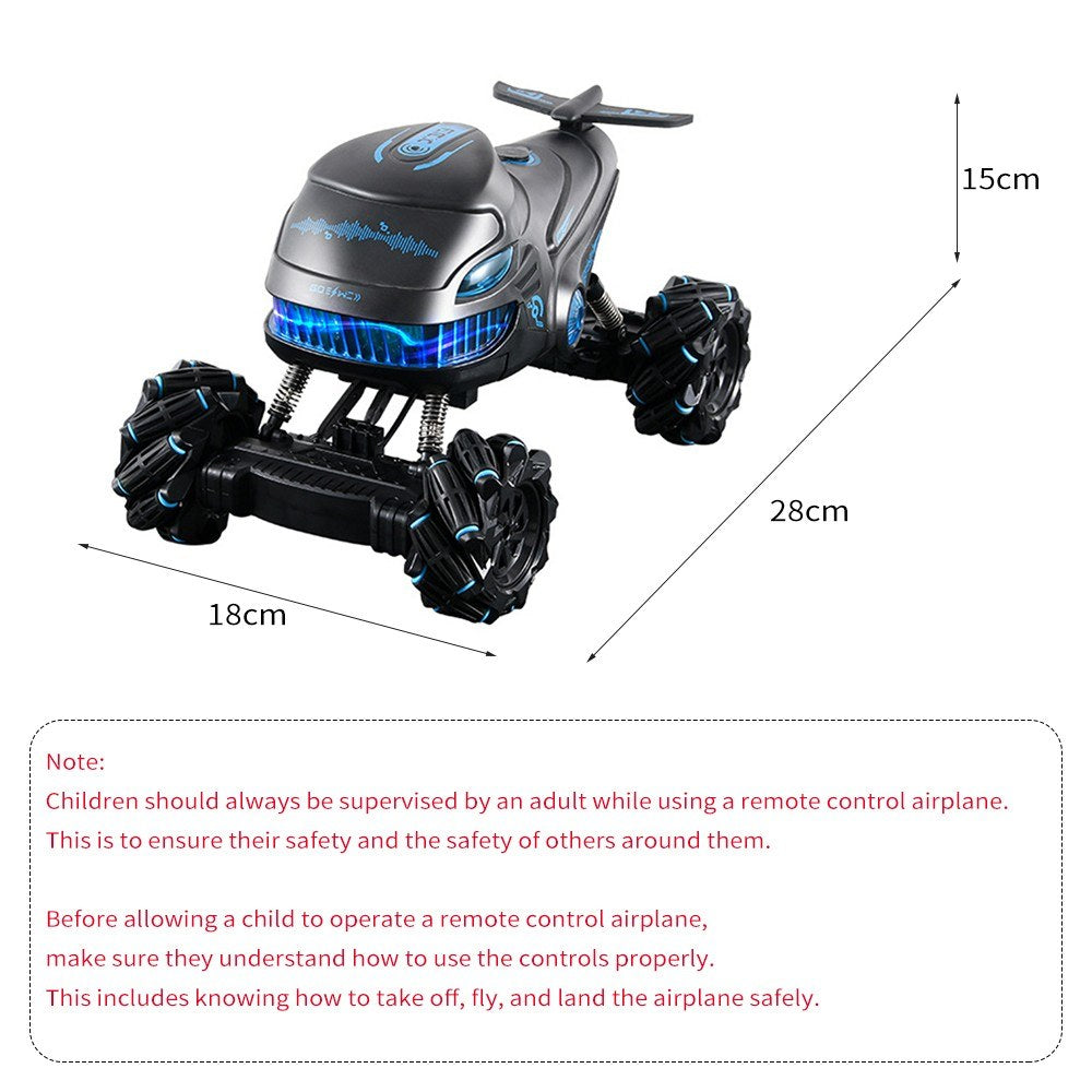 2.4GHz 360° Rotating RC Car Toy with Lights, Sound & 4WD Spray