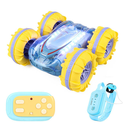 Amphibious 4WD Stunt Car: 2.4 GHz Gesture Control & Waterproof RC with LED Lights