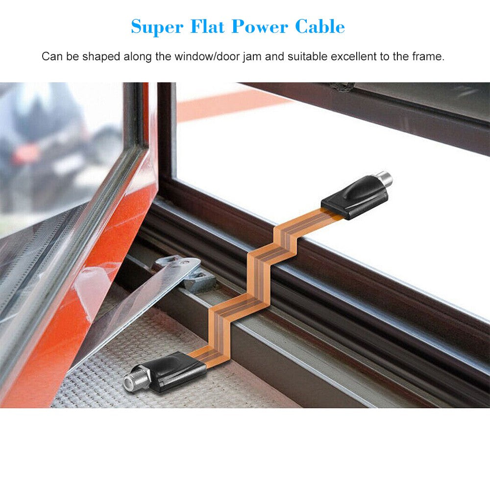 Slim Flat Power Cable 26cm - No Drill F Connector with F Male Camera Adapter
