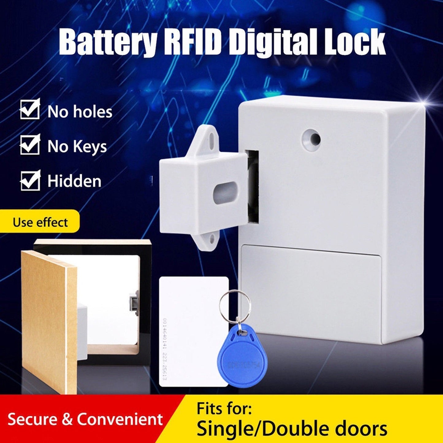 Smart Lock Cabinet Drawer with Battery, IC Card & Key Access