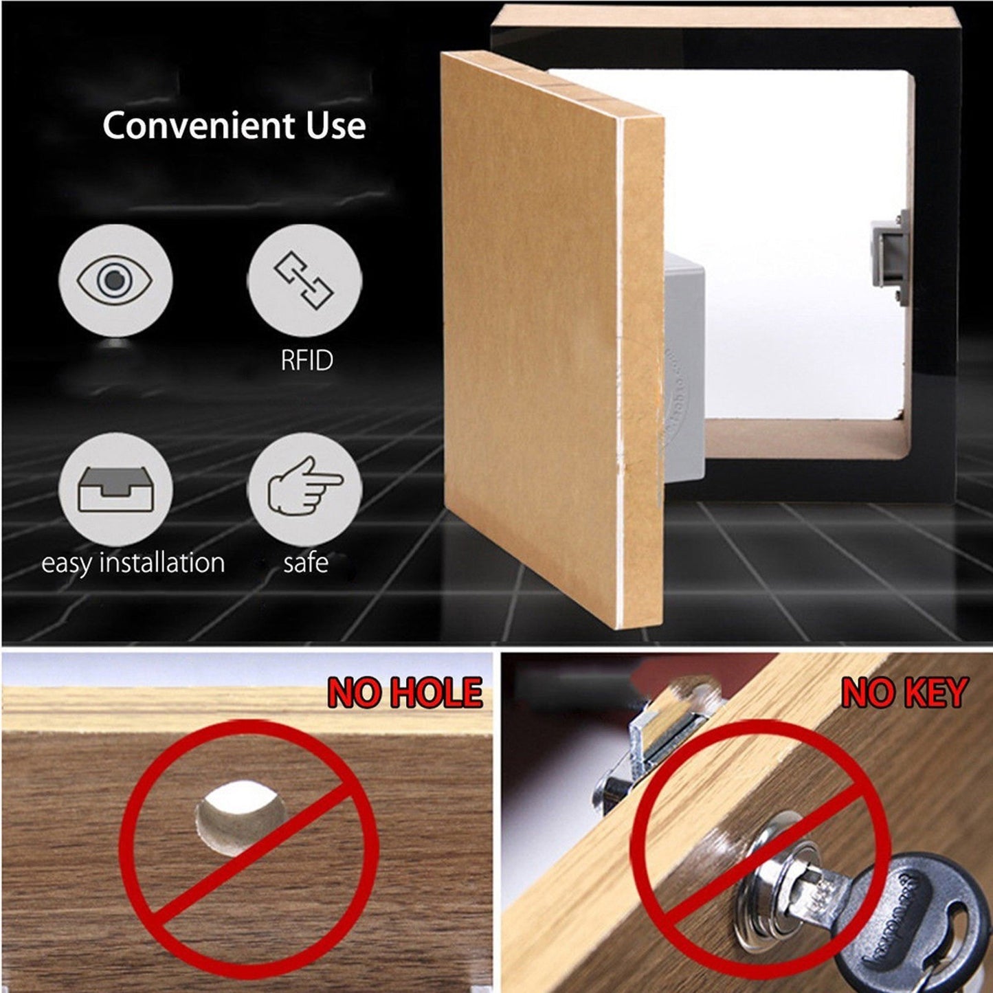 Smart Lock Cabinet Drawer with Battery, IC Card & Key Access