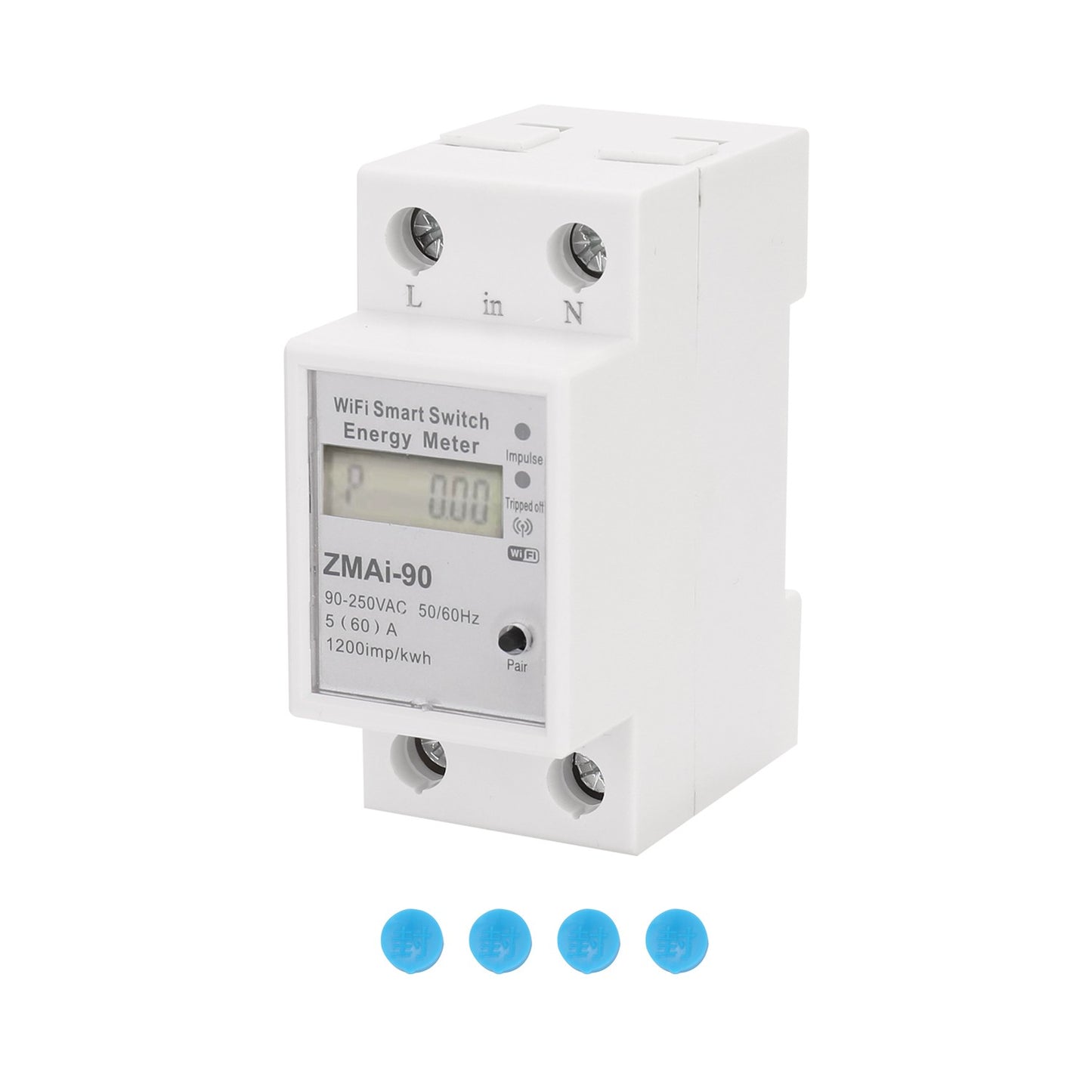 WiFi Smart Single-Phase DIN Rail Energy Meter, Tuya/Smartlife App Controlled KWh Wattmeter