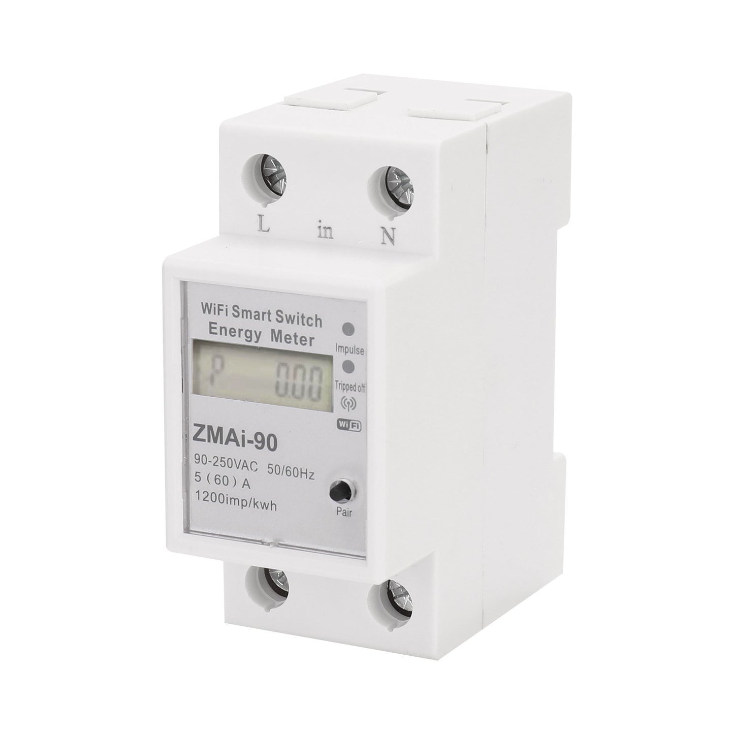 WiFi Smart Single-Phase DIN Rail Energy Meter, Tuya/Smartlife App Controlled KWh Wattmeter