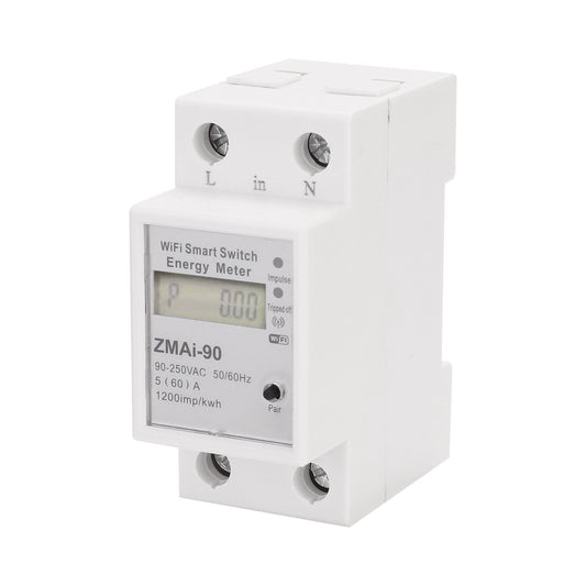 WiFi Smart Single-Phase DIN Rail Energy Meter, Tuya/Smartlife App Controlled KWh Wattmeter