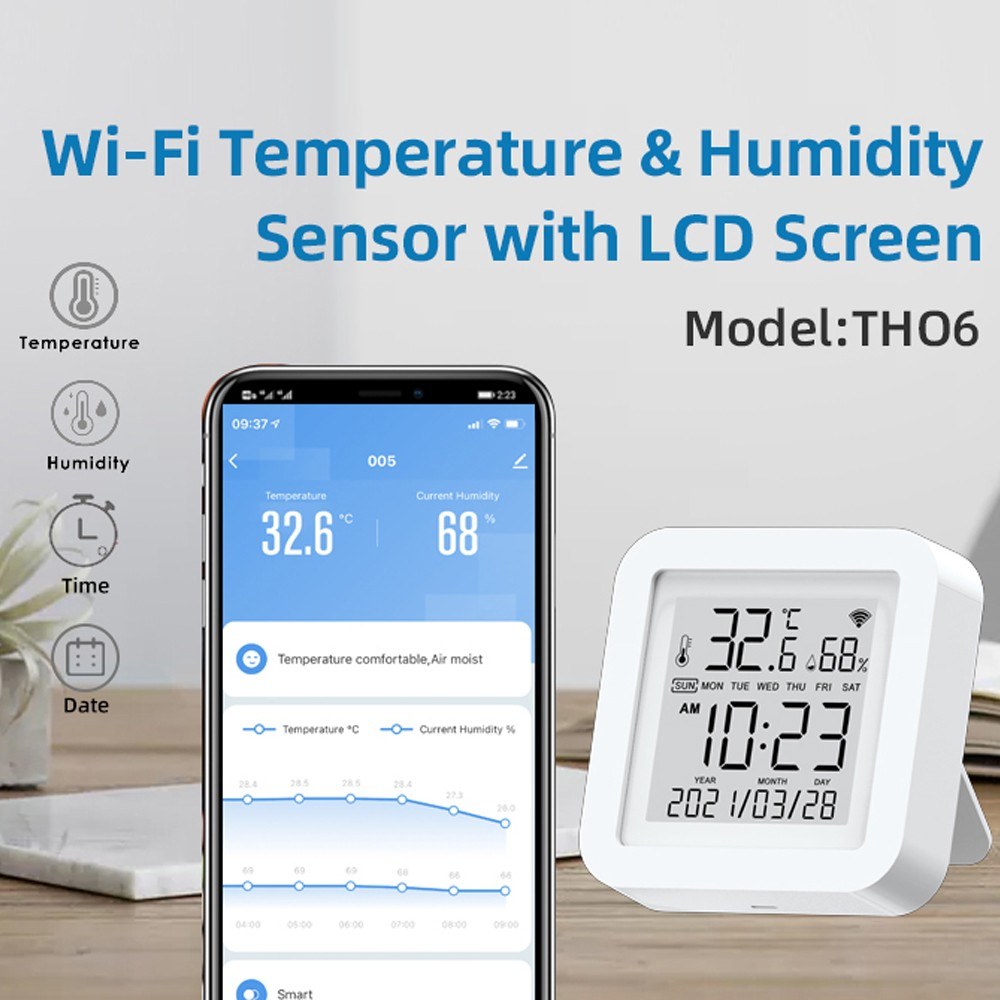 Tuya WiFi LCD Display USB Power Supply with Intelligent Sensors