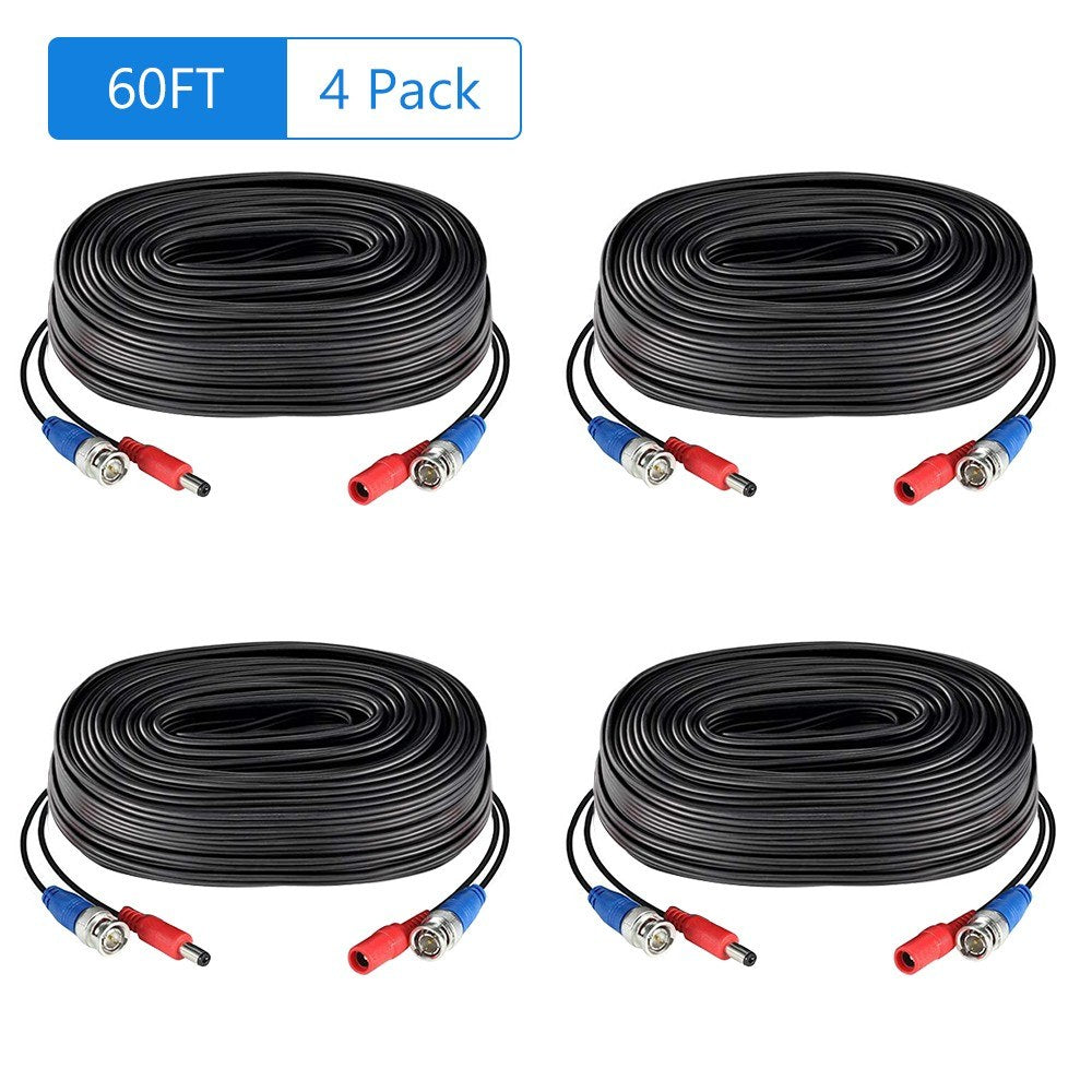 60ft (18.3m) 2-in-1 CCTV Video & Power Cable