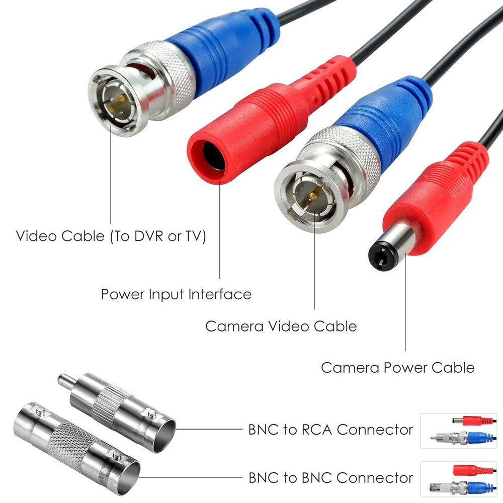60ft (18.3m) 2-in-1 CCTV Video & Power Cable